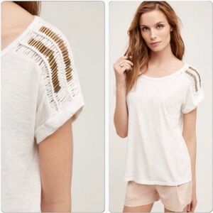 NEW Anthropology Akemi + Kin Beaded Shoulder Tee